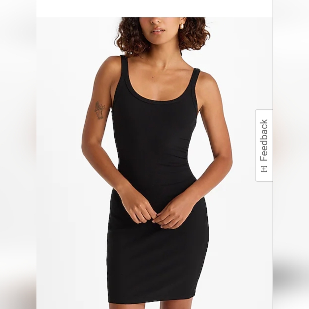 EXPRESS Ribbed Scoop Neck Sleeveless Mini Dress (Small)